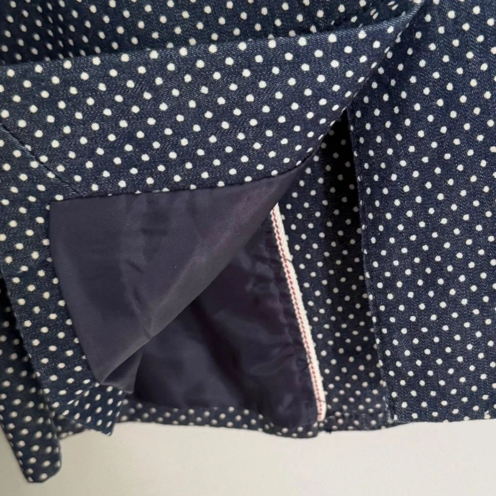 J. Crew Women's Schoolboy Blazer Blue White Polkadot Preppy Academia Cotton SZ 6